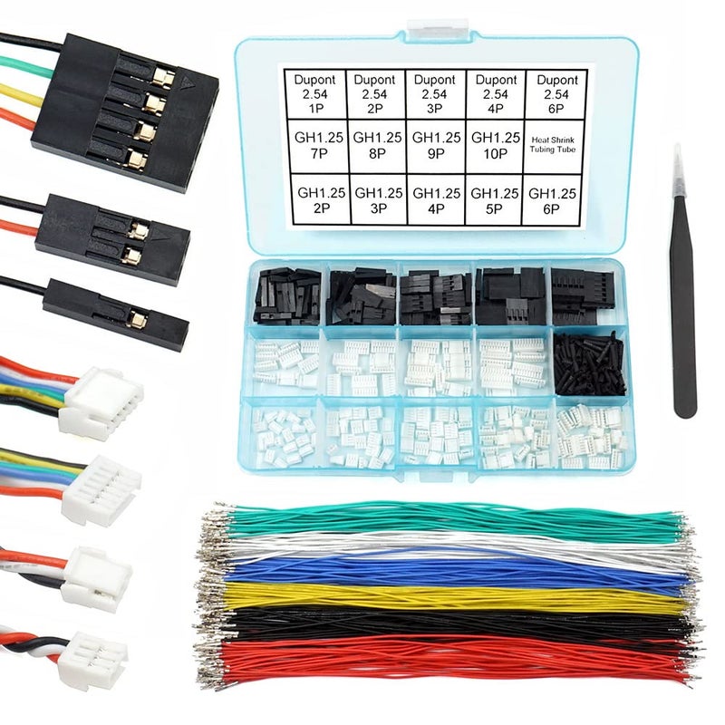 elechawk GH1.25 to Dupont2.54 Pre-Crimped Cables and Connectors Kit Compatible with JST GH 1.25mm for Pixhawk4 Pixhawk 6C 6X 20cm Silicone Wire - Image 1